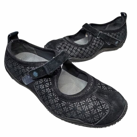 Merrell Circuit Mary Jane Shoes Womens 7.5 Black Suede Ortholite Sporty Comfort - Picture 1 of 13
